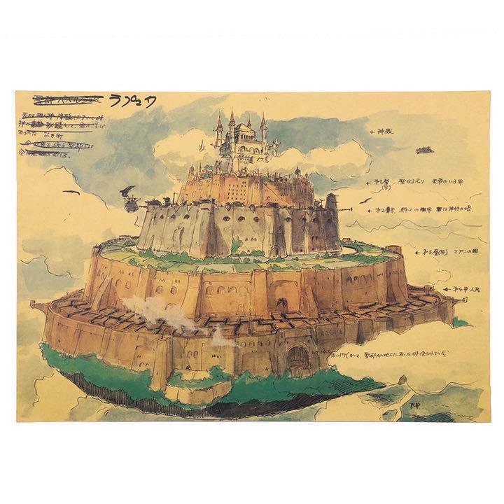 【匿名&補償付き配送】ジブリ 天空の城ラビュタ 設計図 ポスター / Studio Ghibli Castle Poster B3サイズ 縦 35cm x 横 51cm _画像1