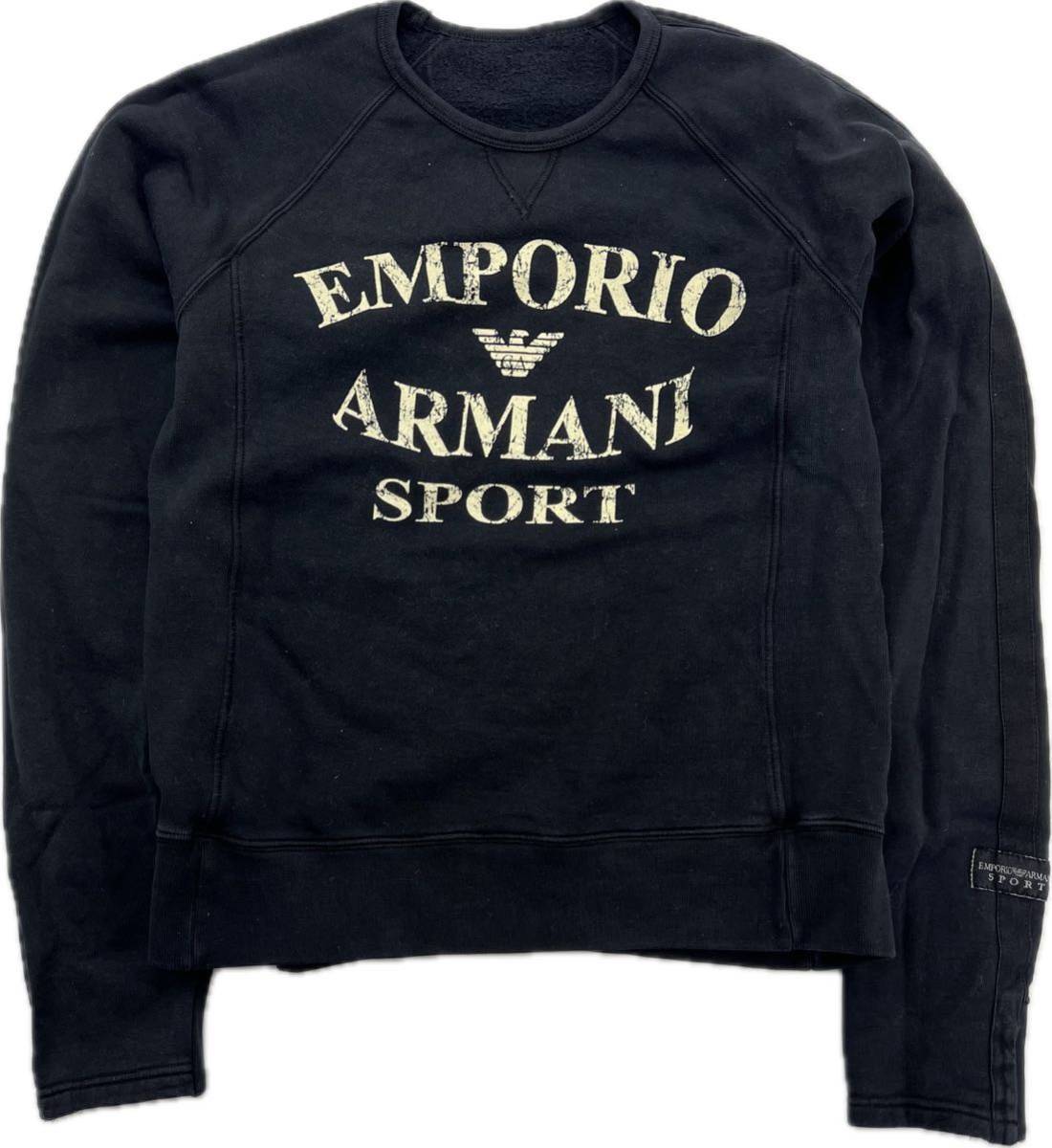 EMPORIO ARMANI ☆ ブランド ロゴ プリント ブラック スウェット シャツ トレーナー レディース L エンポリオアルマーニ スポーツ■BM76の画像2