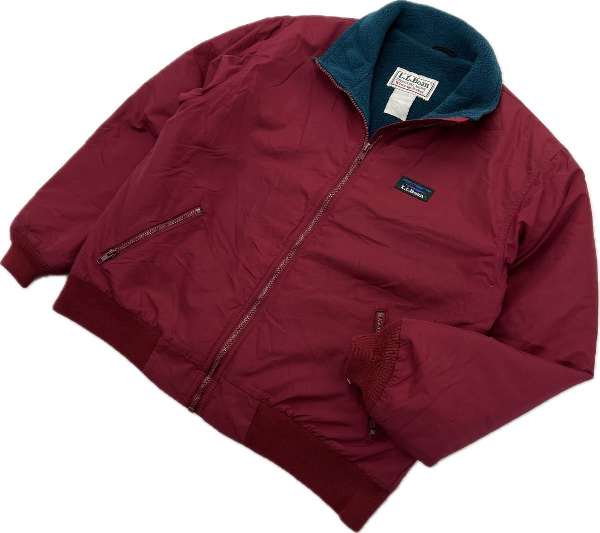大割引 ジャケット ウォームアップ シェルジャケット 裏フリース ☆ L.L.Bean ☆ 80s レッド エルエルビーン■BL98 古着 M相当 メンズ グリーン 男性用