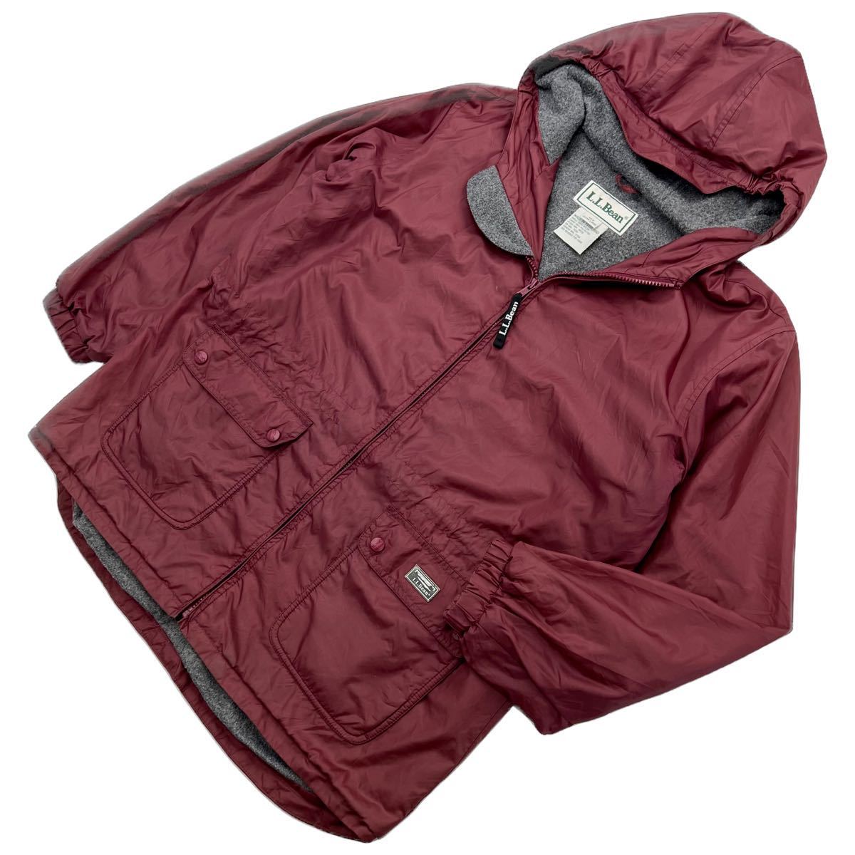 セブンイレブン 冬ギフト カタログ ナイロンジャケット 裏フリース L.L.Bean ☆ 90s 80s ナイロンパーカー エルエルビーン■AD275 古着 メンズML相当 キッズXL バーガンディー 男性用