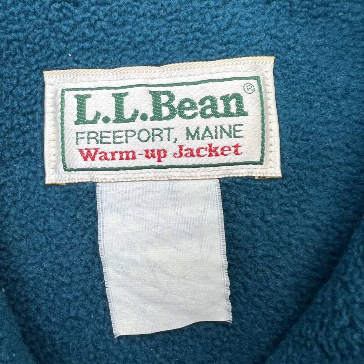 80s ☆ L.L.Bean ☆ 裏フリース シェルジャケット ウォームアップ ジャケット レッド グリーン メンズ M相当 古着 エルエルビーン■BL98_画像6