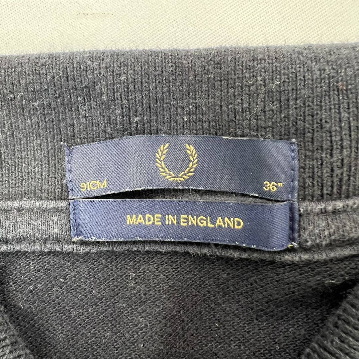 FRED PERRY ☆ イングランド製 ブラック 鹿の子 ポロシャツ 半袖 黒 36 春夏 UK ロック アメカジ 古着 人気 フレッドペリー フレペリ■BM78_画像5