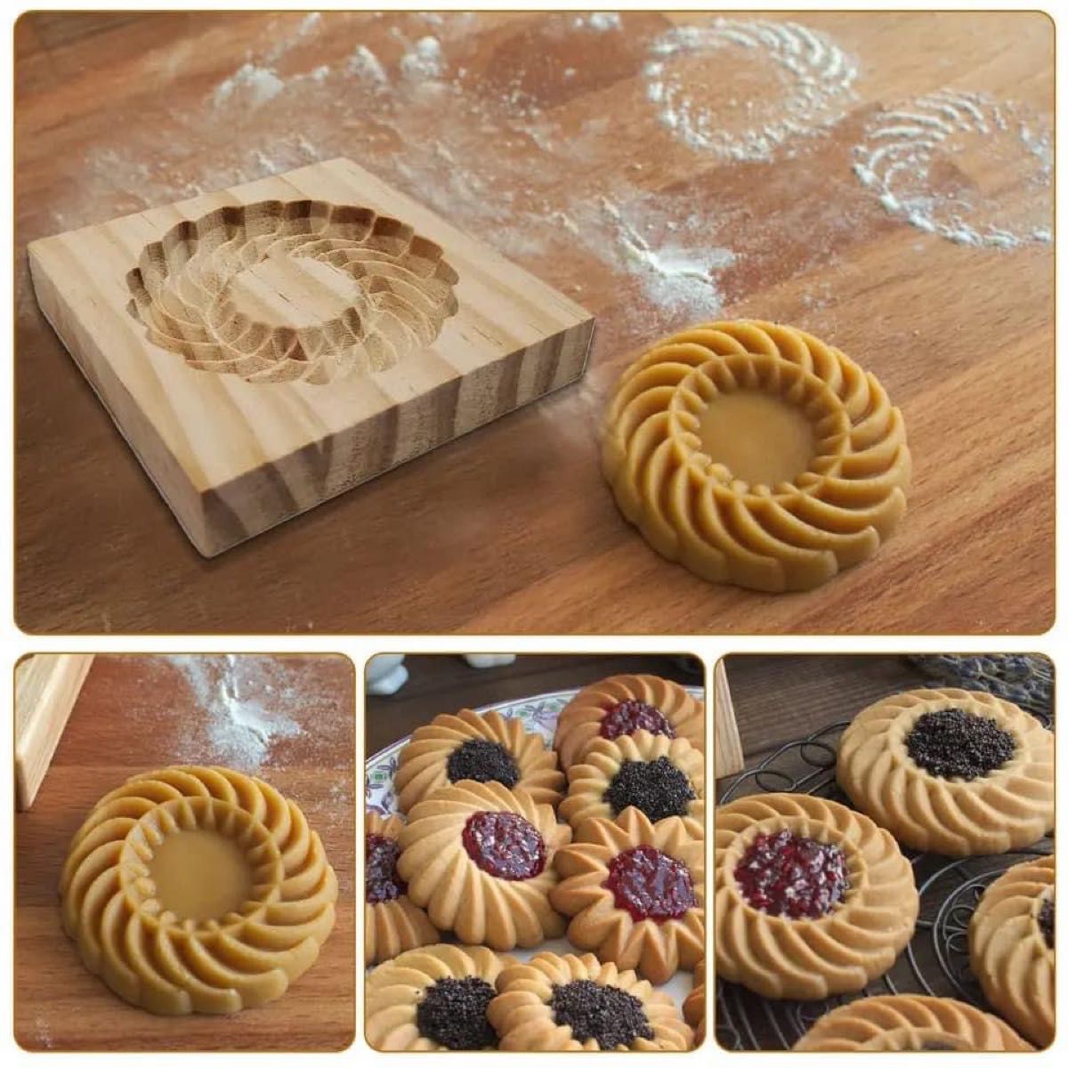【新品】フラワー　花　クッキー型　木製　クッキー　ハンドメイド　手作り　お菓子作り　クッキング　スイーツ　焼き菓子　調理器具