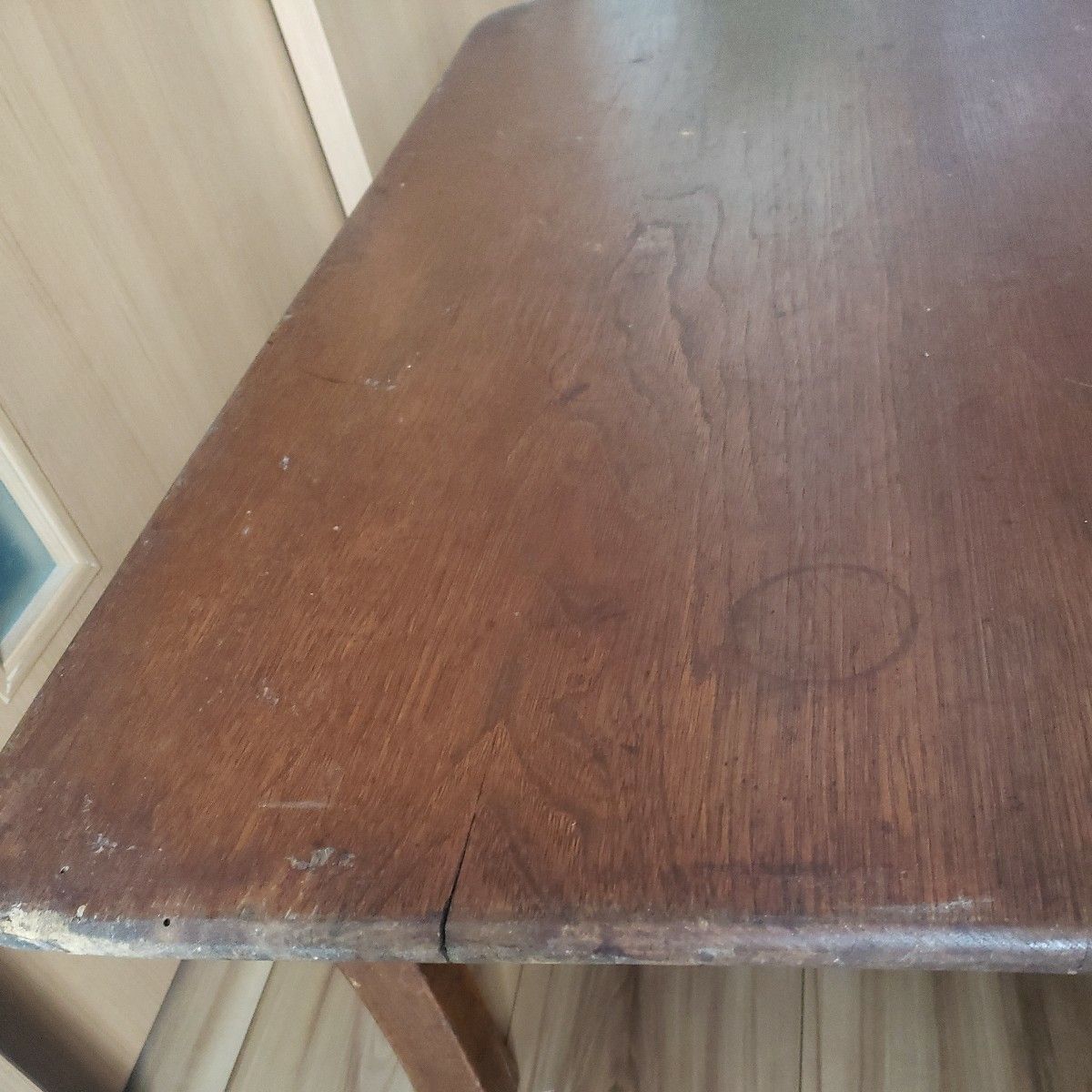 折り畳み　ちゃぶ台　作業台　一枚板　欅　古家具 ローテーブル テーブル センターテーブル 机 座卓　角ちゃぶ台　 レトロ　無垢材