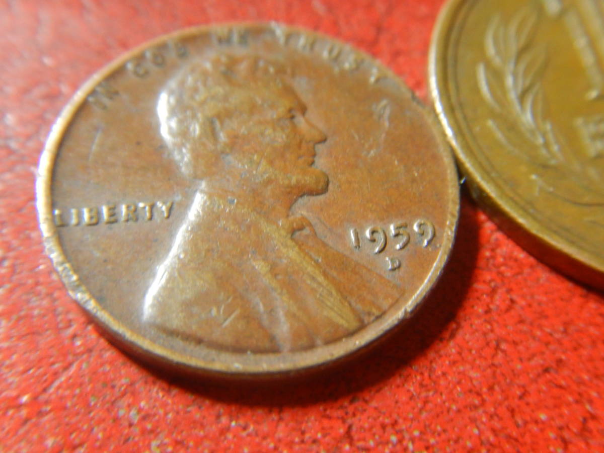 外国・USA／リンカーン１セント黄銅貨（1959年D）　240201_画像3