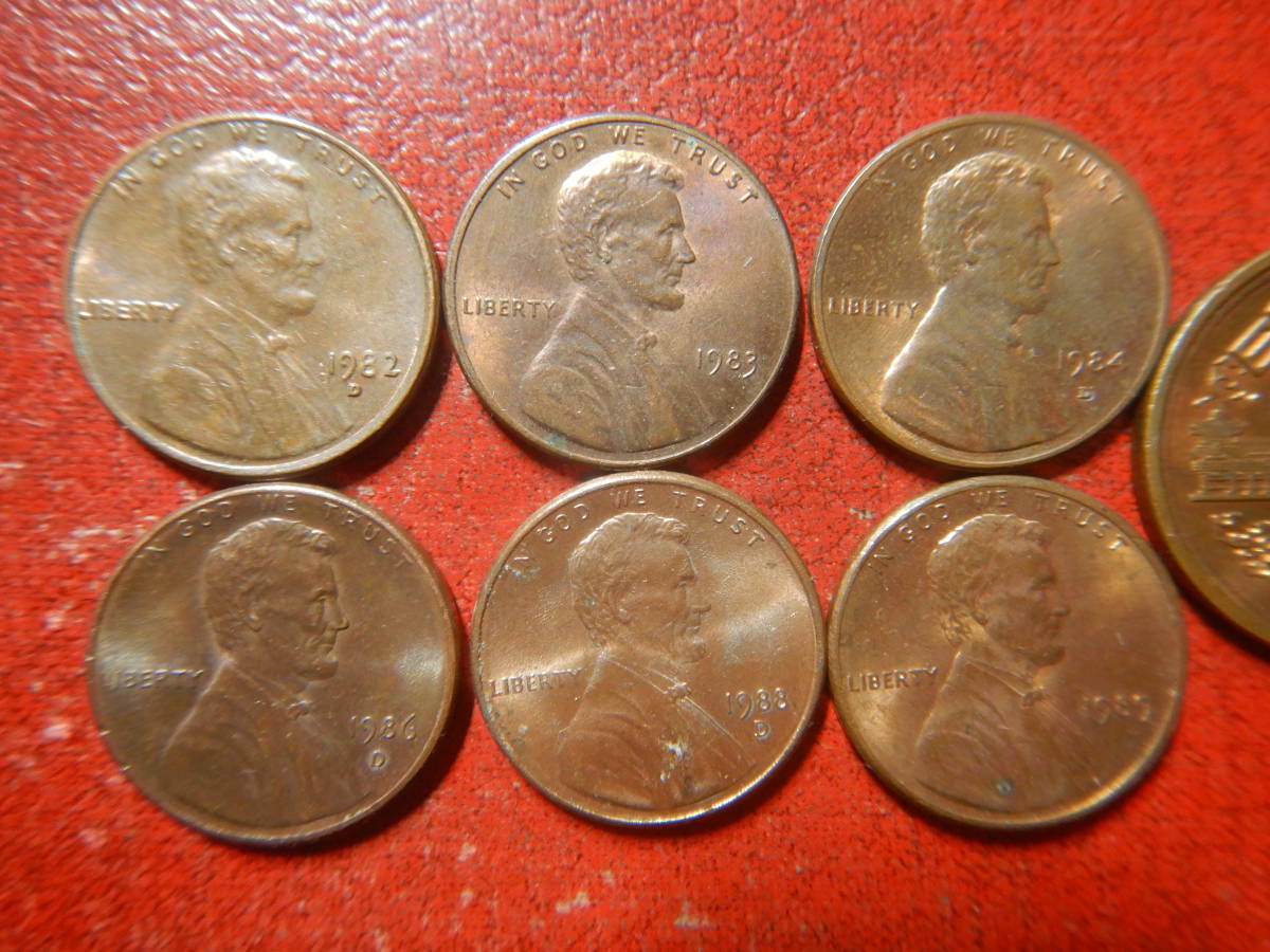 外国・USA／リンカーン１セント硬貨６枚　240207_画像1