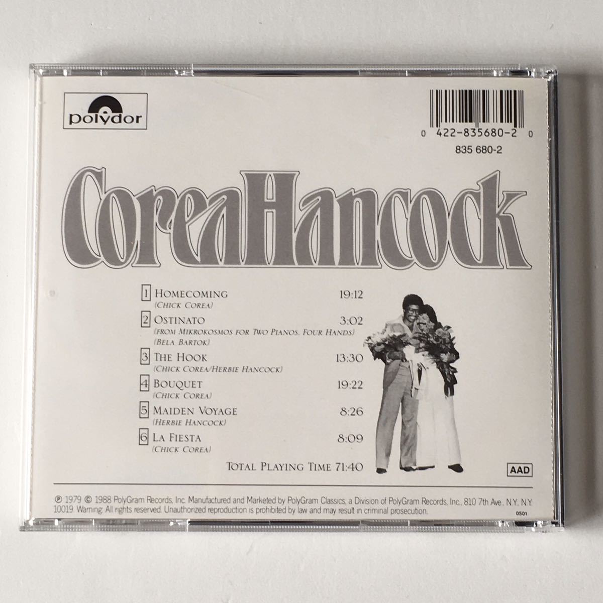 参加メンバー全員直筆サイン入りジャズCD Chick Corea & Herbie Hancock “An Evening With“ 1CD Polydor アメリカ盤_画像4