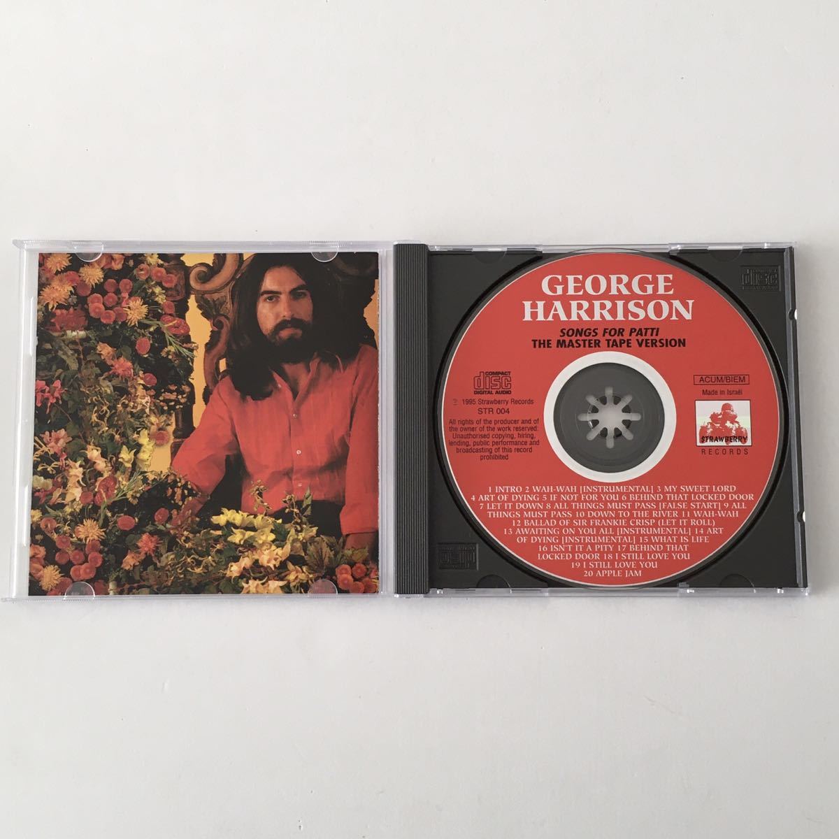 送料無料 評価1000達成記念 レアロックCD George Harrison “Songs For Patti” 1CD Strawberry Records イスラエル盤_画像2