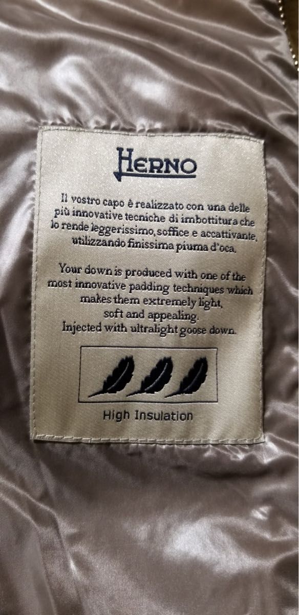 未使用 HERNO(ヘルノ)ダウンジャケット(新品・未使用)ロング、ベージュ、Mサイズ、ファー取り外し