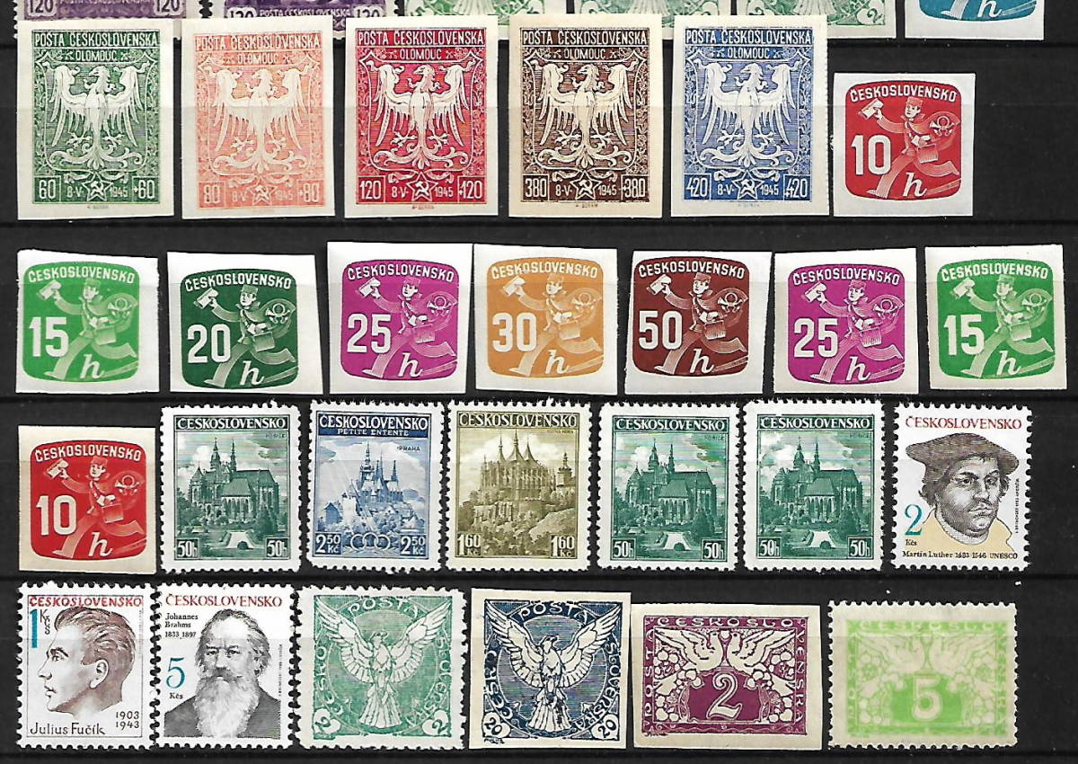 チェコスロバキア 最初切手 ~ 通常.記念 未使用切手(MNH.LH.NG) - 158枚-P-529_画像3
