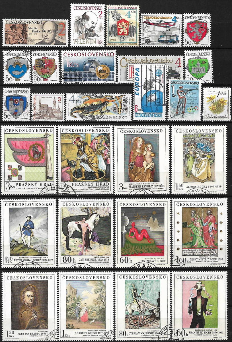 チェコスロバキア 最初切手 ~ 通常.記念 使用済み 切手 - 416枚 (重複なし)-P-525_画像9