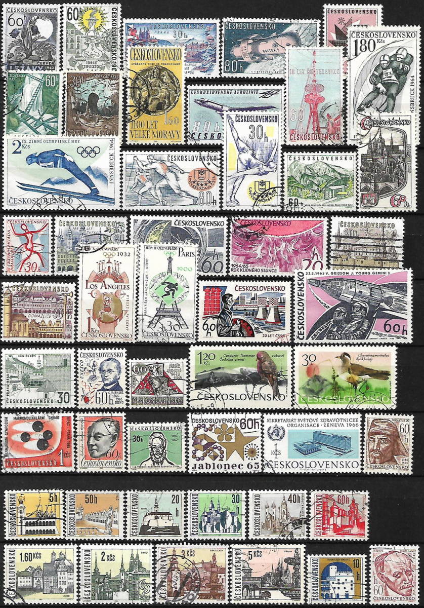 チェコスロバキア 最初切手 ~ 通常.記念 使用済み 切手 - 416枚 (重複なし)-P-525_画像4