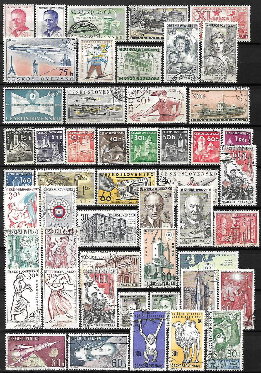 チェコスロバキア 最初切手 ~ 通常.記念 使用済み 切手 - 416枚 (重複なし)-P-525_画像3