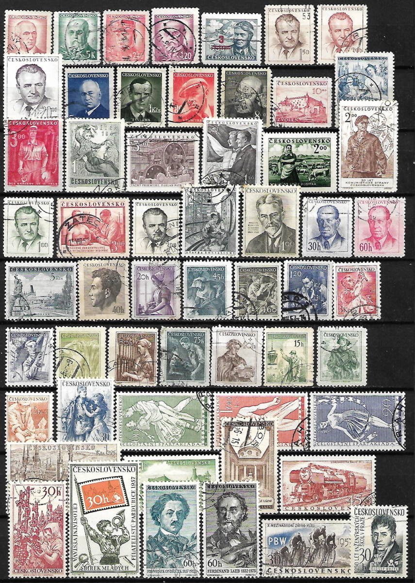 チェコスロバキア 最初切手 ~ 通常.記念 使用済み 切手 - 416枚 (重複なし)-P-525_画像2