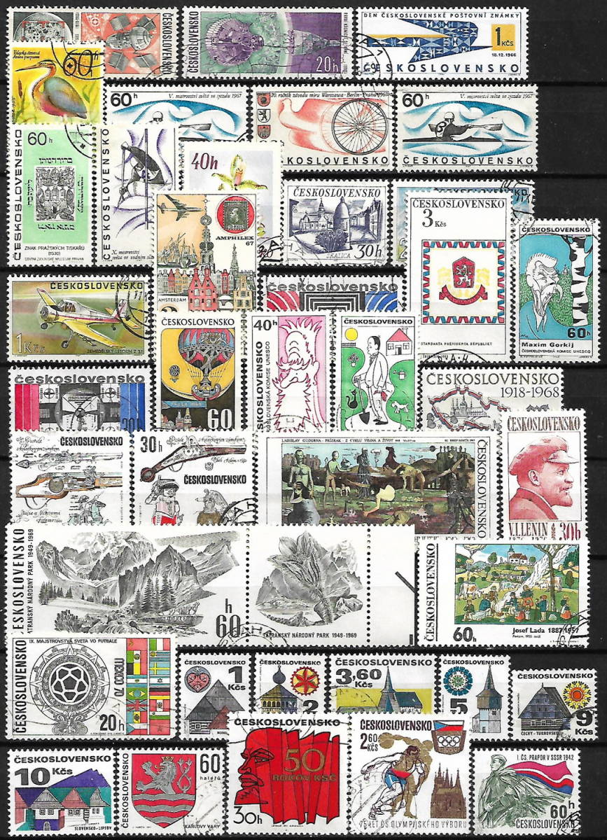 チェコスロバキア 最初切手 ~ 通常.記念 使用済み 切手 - 416枚 (重複なし)-P-525_画像5