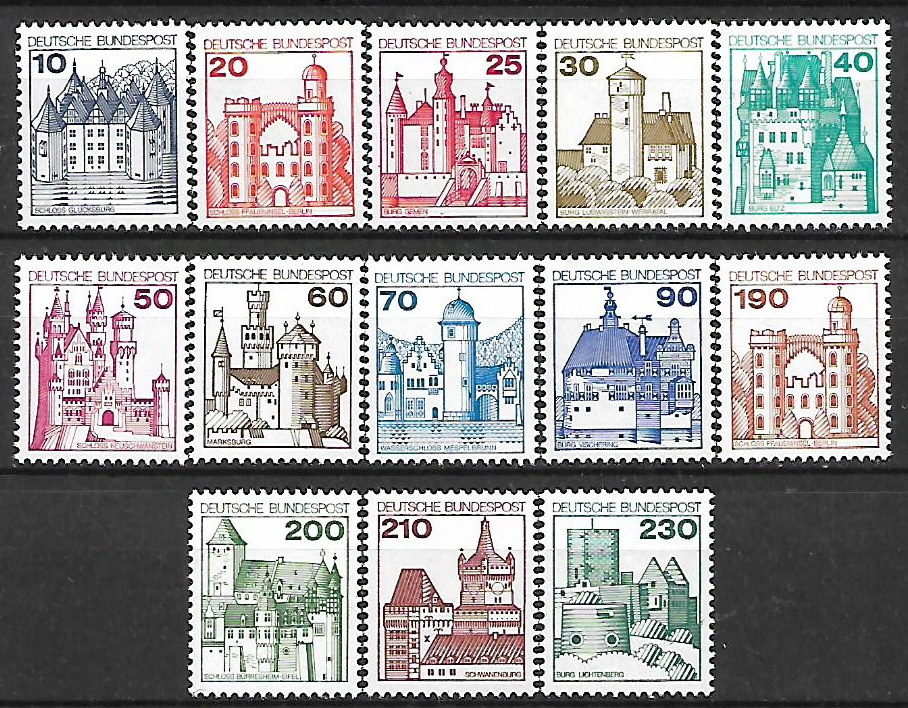 ★1966-79年 -ドイツ-「ブランデンブルク門シリーズ」5種完+「城シリーズ」13種完 未使用(MNH)(SC$30.-)★VD-498_画像3