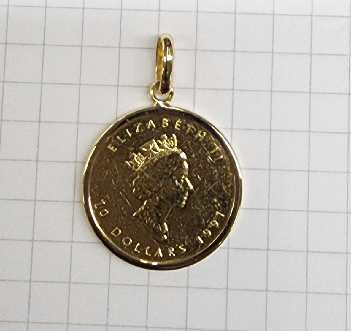 24金コインペンダント（8.59g）エリザベス カナダ コイン ペンダントトップ ゴールド 純金 金貨 イエローゴールド