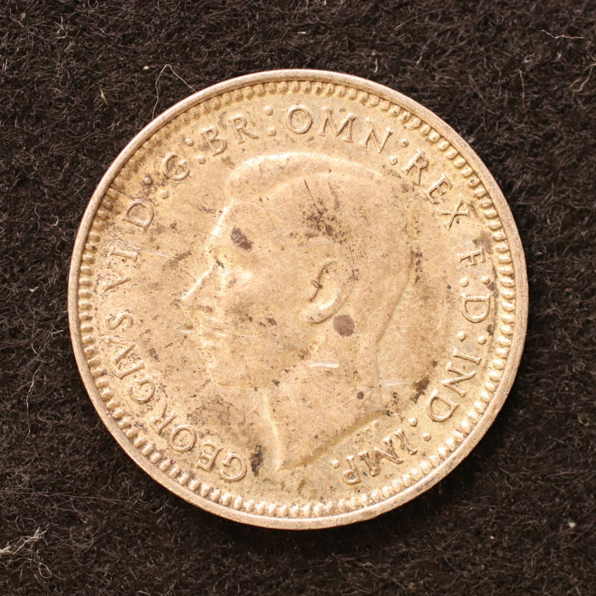 KM#37/オーストラリア ジョージ6世 3ペンス銀貨（1943）1.41g, 16mm[3800]コイン_画像1