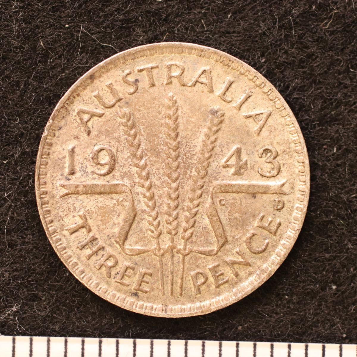 KM#37/オーストラリア ジョージ6世 3ペンス銀貨（1943）1.41g, 16mm[3800]コイン_画像2