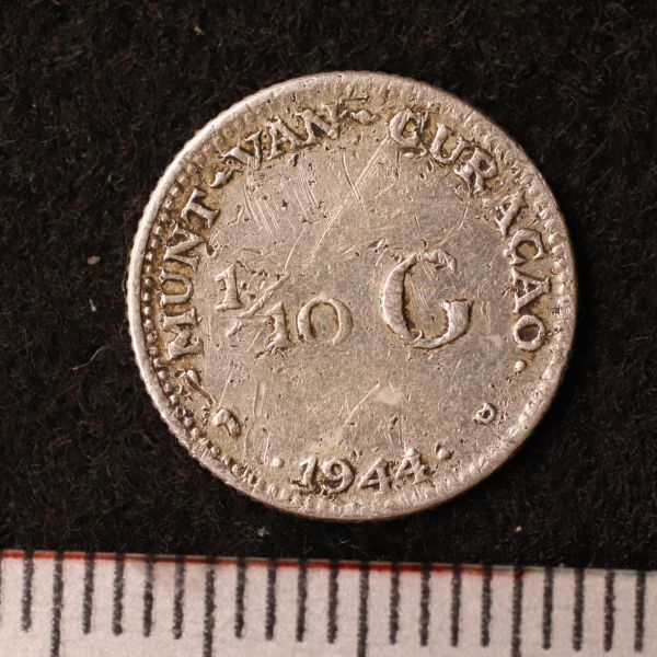 オランダ領アンティル キュラソー 1/10グルデン銀貨（1944）[E2985]コインの画像2