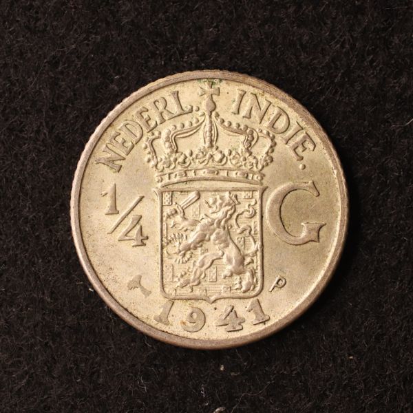 オランダ領東インド 1/4グルデン銀貨（1941）[E2993]コイン、蘭印、インドネシア_画像1