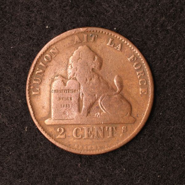 ベルギー 2セント銅貨（1870）[E3053]コイン_画像1