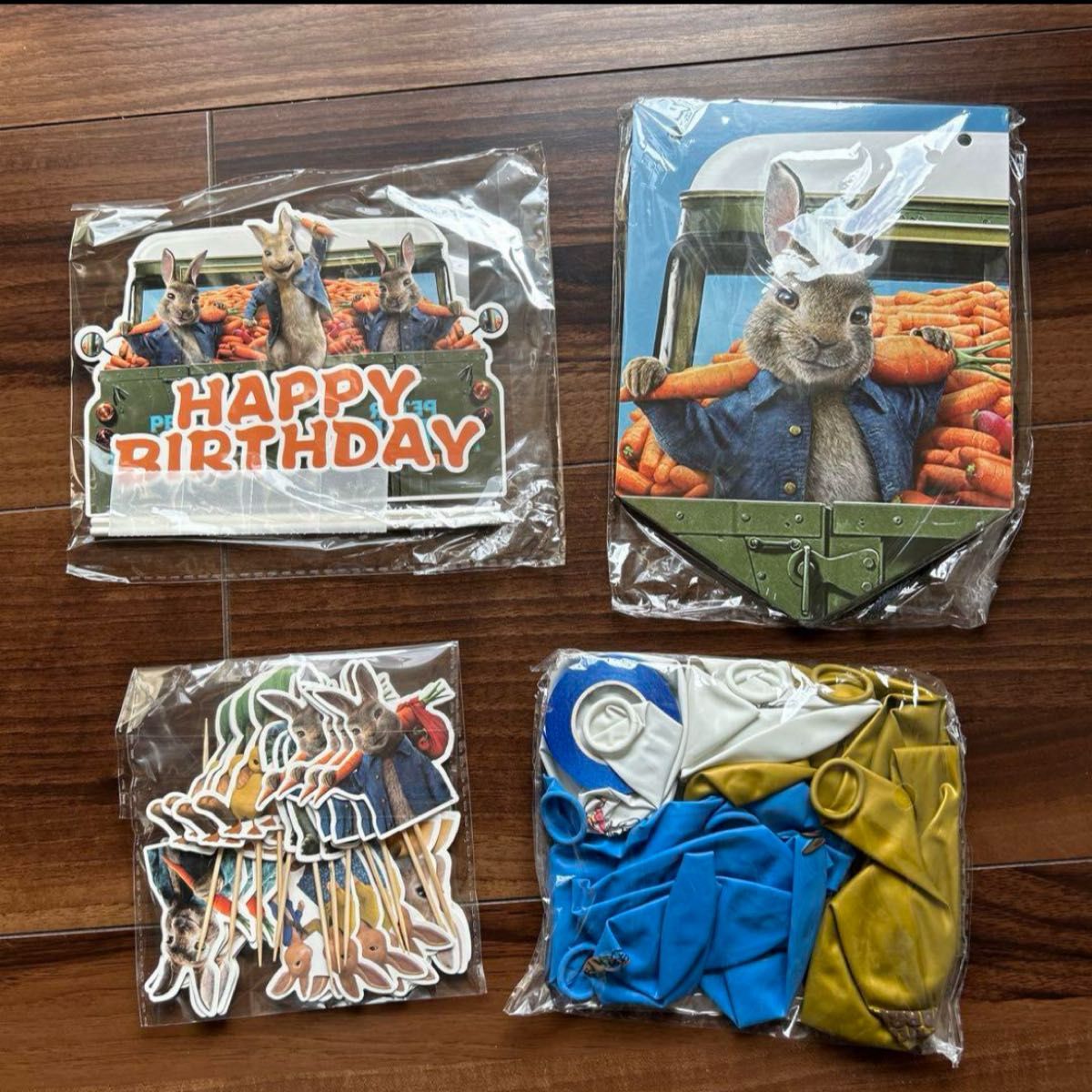 ピーターラビット 誕生日 飾り付け パーティーセット Peter Rabbit バルーン ケーキトッパー バースデーバルーン 