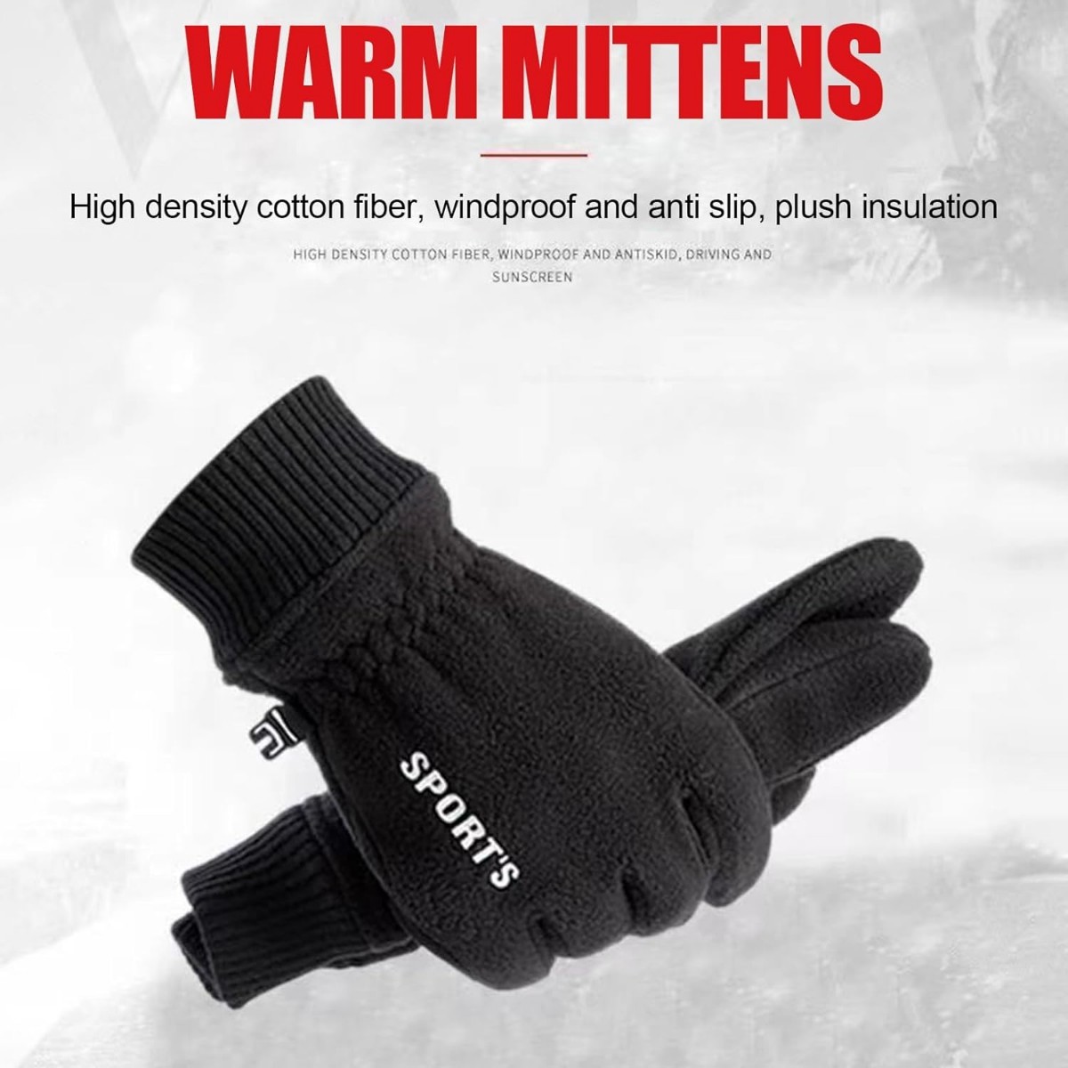  protection against cold glove gloves touch panel correspondence cycling gloves winter reverse side nappy . windshield cold heat insulation slip prevention ( color : black )