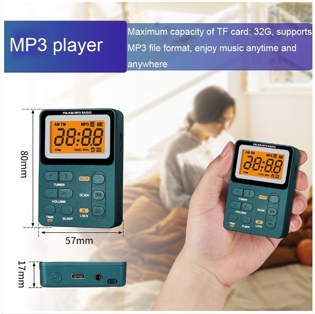 FM/AM/MP3 radio SD card correspondence MP3 player rechargeable small size radio LCD liquid crystal screen earphone attaching Japanese owner manual attaching .( color : gray )