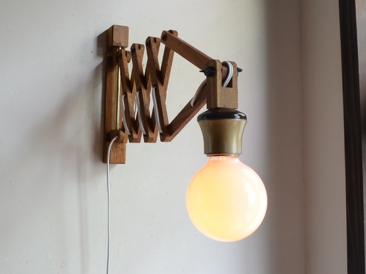 アンティーク照明 ヴィンテージ ブラケットライト 木製シザーウォールランプ