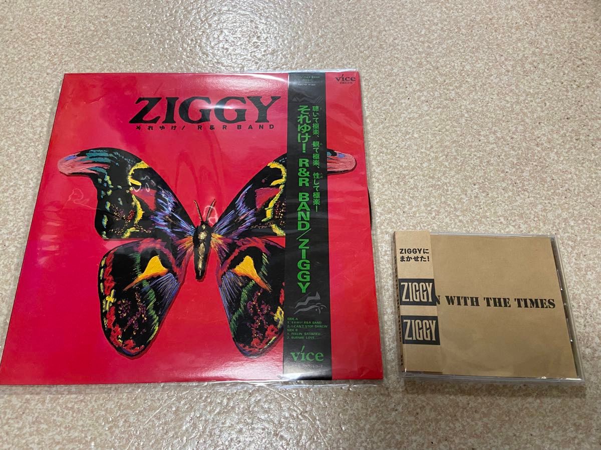 ZIGGY CD「IN WITH THE TIMES(再録版)」レコード(LP)「それ行け!R&R BAND」セット オマケ付