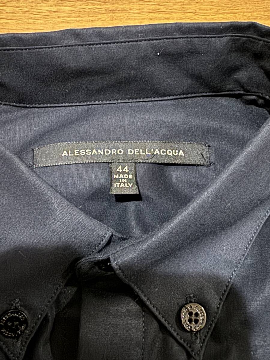 箱付 ALESSANDRO DELL'ACQUA アレッサンドロデラクア シャツ ブラック SIZE 44_画像4