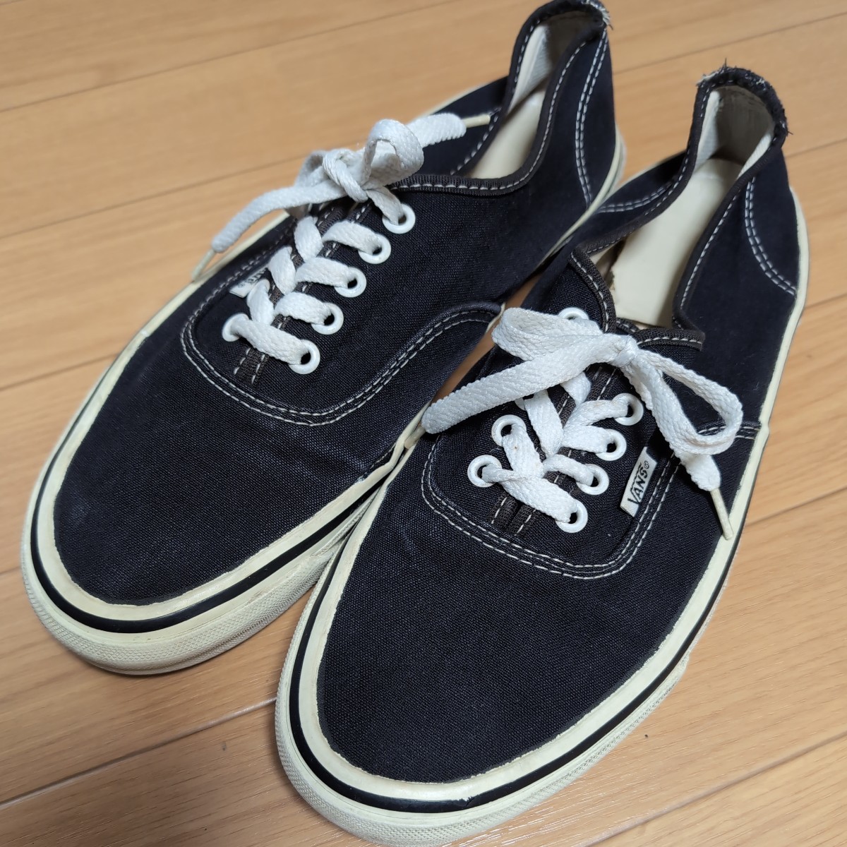 【１円〜】80s VANS バンズ ブラック スニーカー us10 オーセンティック 90s ビンテージ OLD school sk-8 スリッポン old skate usa製 エラ_画像1