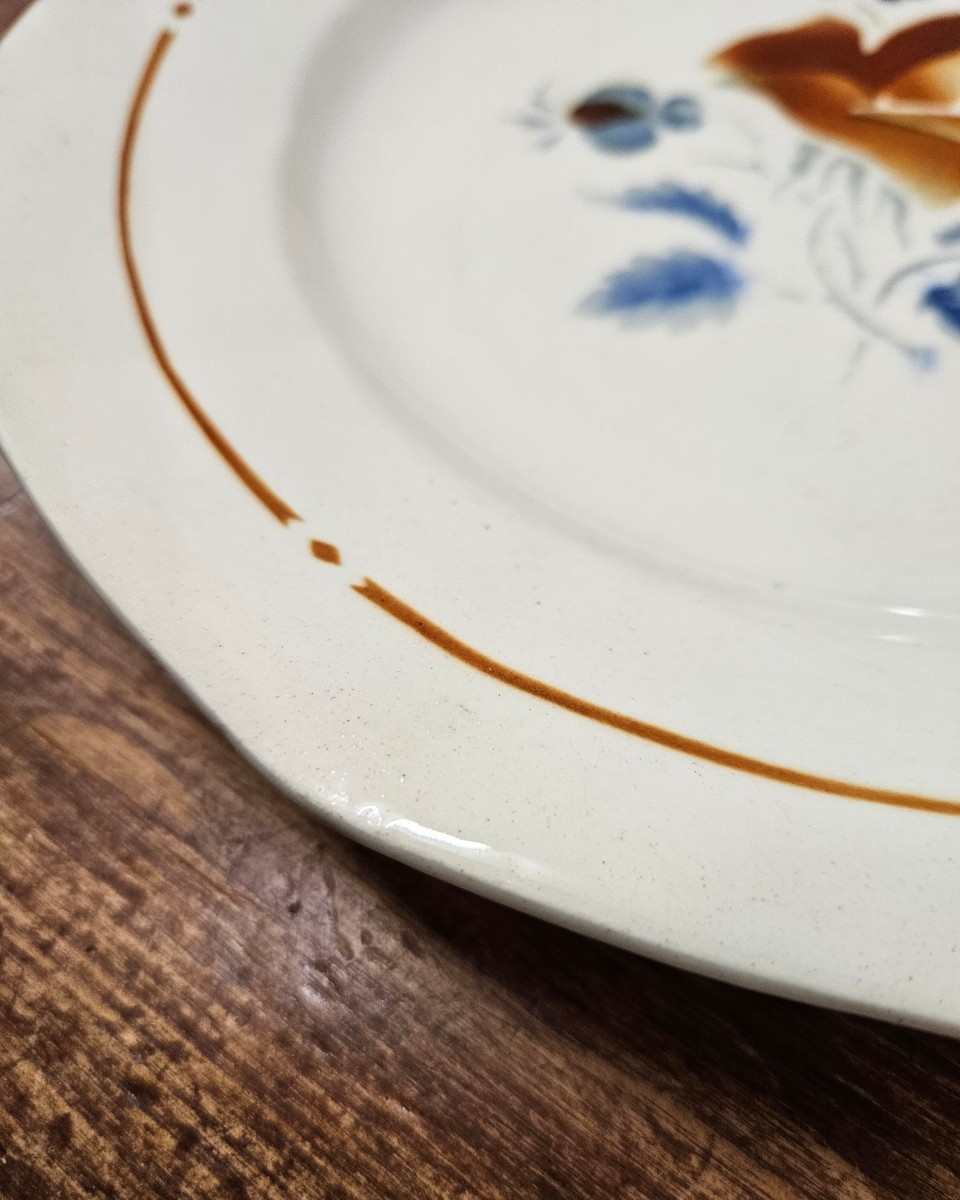 フランスアンティーク sarreguemines サルグミンヌ 平皿 プレート 23cm 花柄 インテリア カフェ ブロカント フランス製 12_画像4