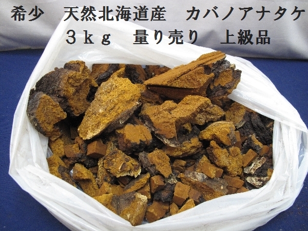 希少　天然北海道産　カバノアナタケ　3ｋｇ　量り売り　上級品　（3117）北海道　健康　かばのあなたけ　生薬　茶　腸活　食物繊維豊富　