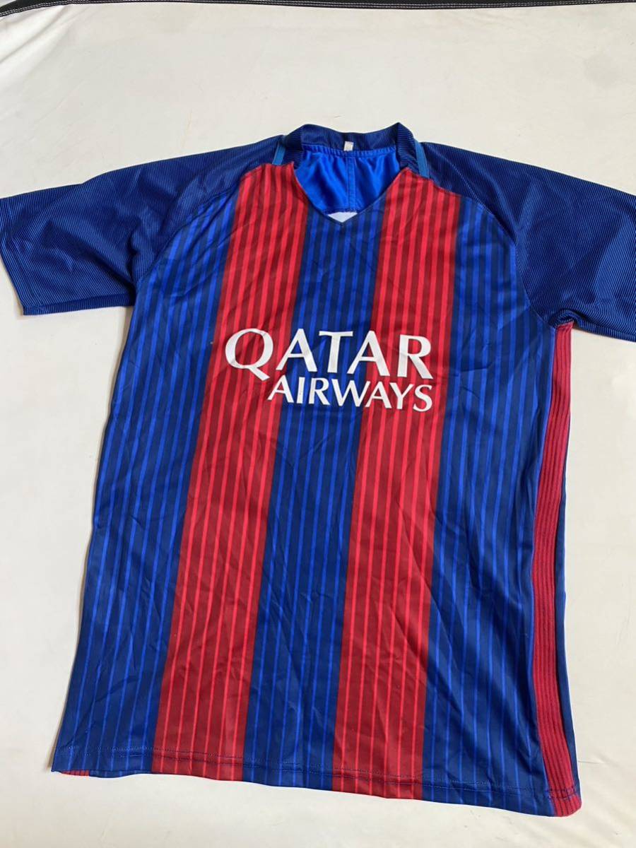 セール 即決1円 ユニフォーム ゲームシャツ Tシャツ ネイビー サッカー QATAR AIRWAYS サイズM #00の画像3