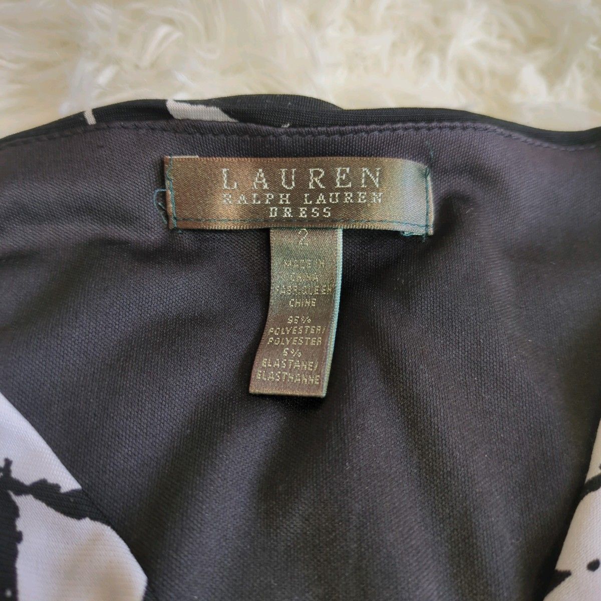 LAUREN Ralph Lauren  DRESS 花柄 カシュクール ドレス ワンピース 7分袖 Ｍサイズ