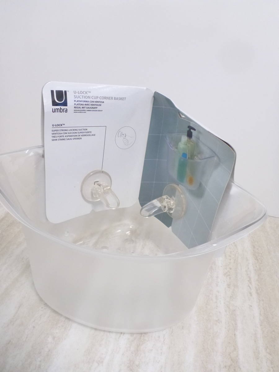  новый товар Umbra Anne blaU-Lock Suction Shower Corner Basket душ угол корзина матовый 
