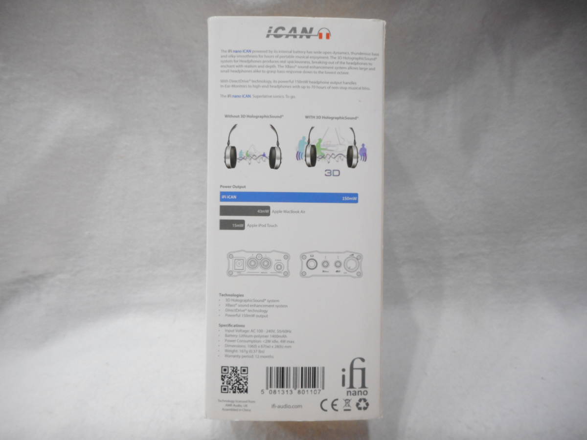 ☆ifi nano iCAN　ポータブル ヘッドホン アンプ　NANOC11618　USED品　箱入り_画像10