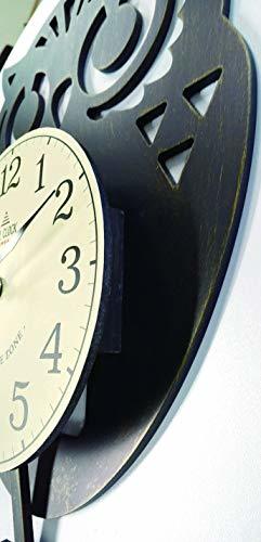 ケーアイジャパン 壁掛け時計 ふくろう 振り子時計 ブルー 42×25cm (おしゃれ な アンティーク調 シャビー加工 、ガラスなし)_画像3