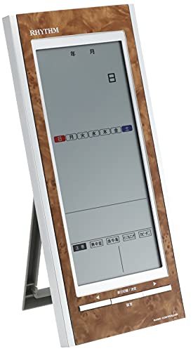 リズム(RHYTHM) 置き時計 電波時計 温度計 湿度計 カレンダー 熱中症 予防 茶色木目仕上 26.5x11.8x3cm 8RZ219SRの画像7