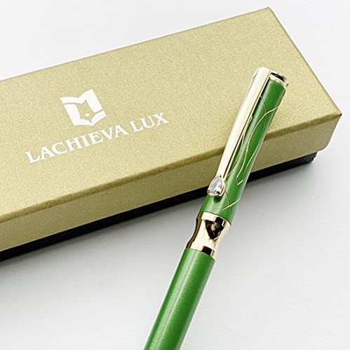 LACHIEVA LUX 人氣 高級筆記具 文房具 スイス製クリスタルクリップ付き、高級金属ボールペンギフトセット（ドイツ製インク、黒と青それぞ_画像8