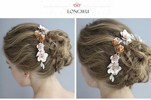 Longwu ヘッドドレス 三点セット ヘアピン カチューシャ 桜 手作り ブライダル ウェディング 髪飾り 和風 ヘア_画像4