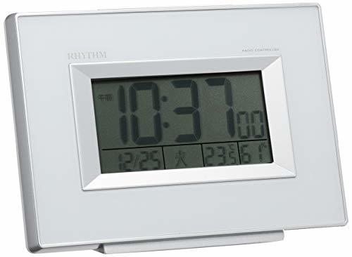 リズム(RHYTHM) 目覚まし時計 電波 デジタル フィットウェーブD194 温度 ・ 湿度 計付き カレンダー 白 RHYTHM 8RZ19_画像1