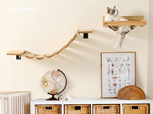 FUKUMARU キャットステップ 吊り橋 キャットウォーク DIY 木製 遊び場 猫 猫用 棚 32.5cm_画像5