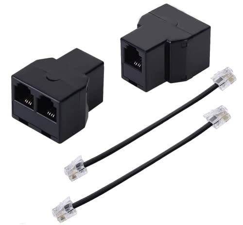 2 piece insertion black RJ11 telephone splitter mojula cable telephone adapter divergence adapter telephone splita extension cable RJ11 6P4C male -2 female 