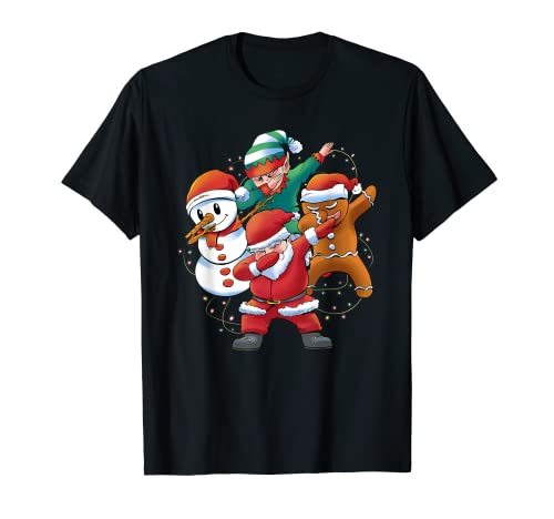 ダビング サンタ 雪だるま ジンジャーブレッドとエルフ 面白いクリスマス Tシャツ_画像1