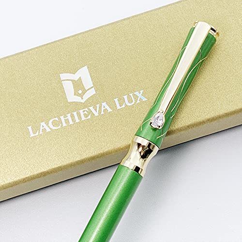 LACHIEVA LUX 人氣 高級筆記具 文房具 スイス製クリスタルクリップ付き、高級金属ボールペンギフトセット（ドイツ製インク、黒と青それぞ_画像2