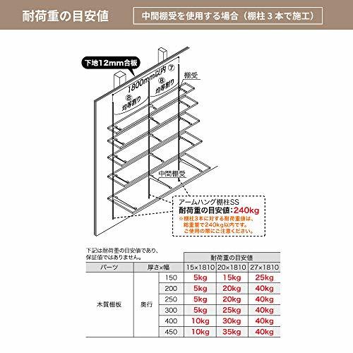 南海プライウッド アームハング棚柱SS 棚受（木質棚板用） SSブラック 奥行300mmタイプ 2本入(ビス付) SS-_画像2