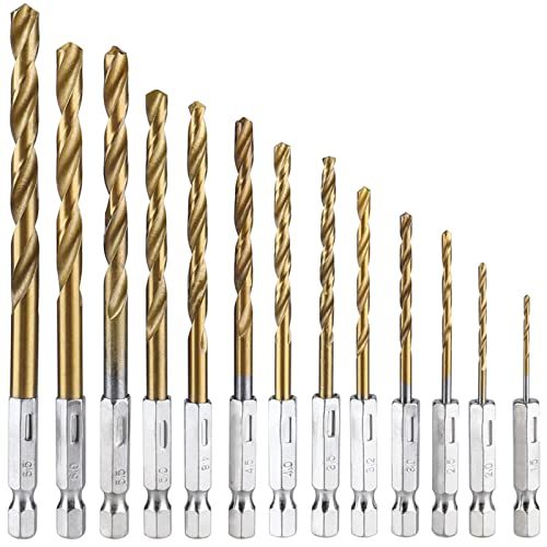 Bestgle13 pcs set for ironworker drill set titanium coating circle axis hexagon axis Short drill set drill bit set high speed 